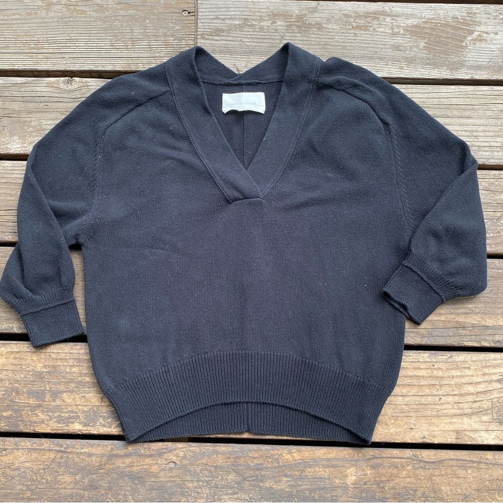 Brochu walker black cotton v-neck sweater